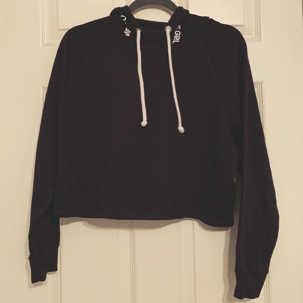 H&M black crop hoodie Power to the Girls